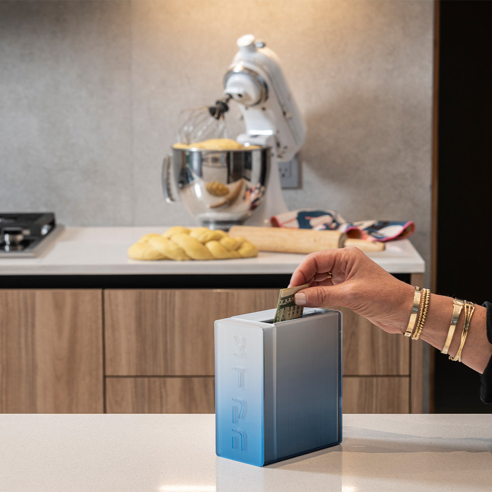 Tzedakah Box Blue Ombre