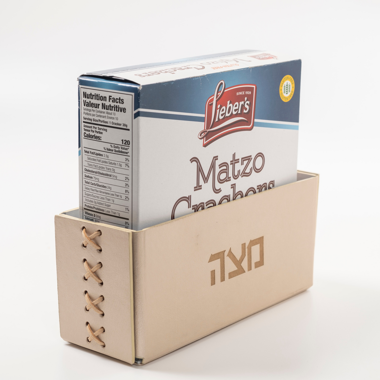 Vegan Leather Matzah Holder Champagne