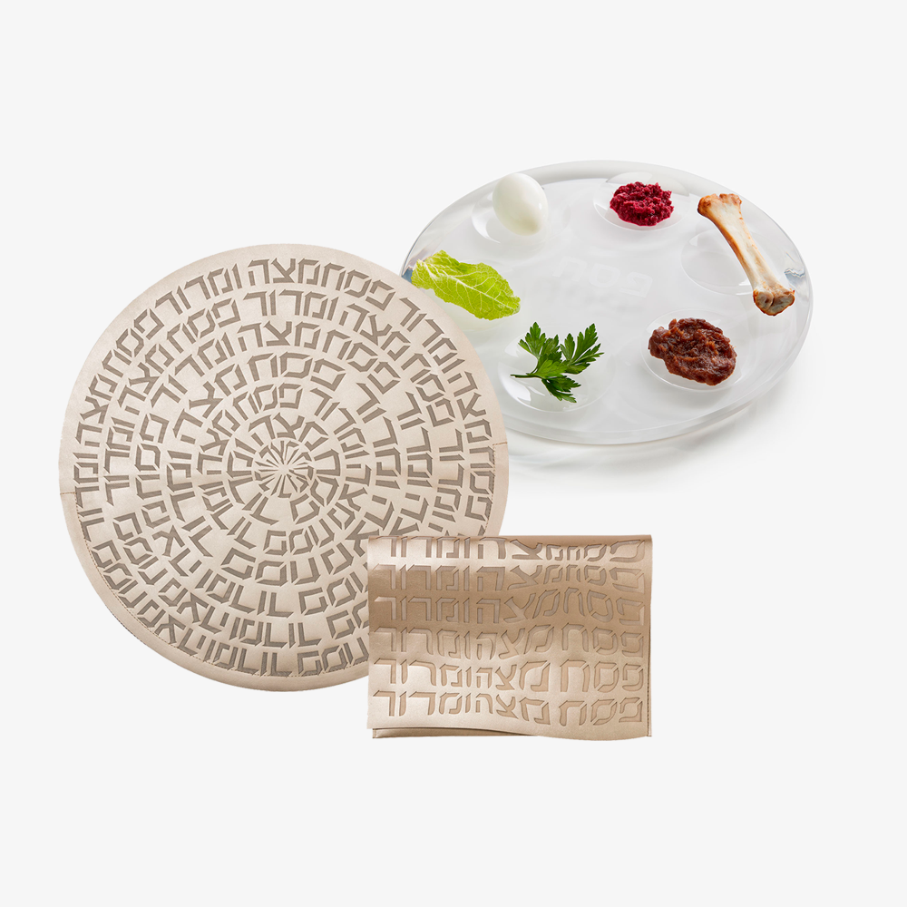 Passover Plate + Matzah Cover + Afikoman bag